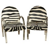 MID CENTURY VINTAGE LUCITE CHAIRS Faux Zebra